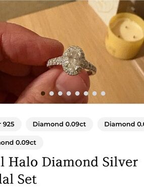 Kay Jewelers Silver Halo Diamond Engagement Ring with Clear Stones Size 7.5